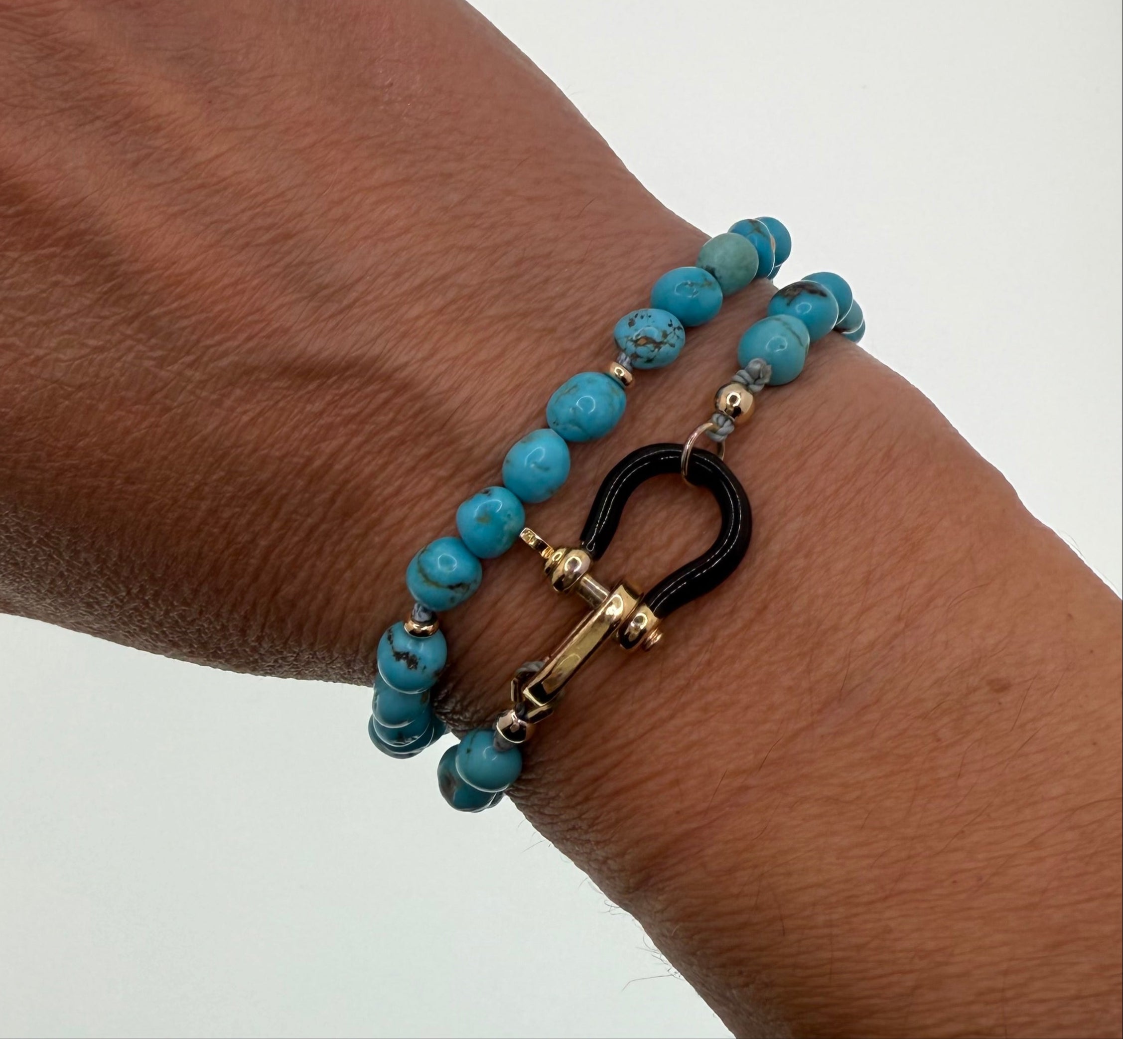Sleeping Beauty turquoise, Turquoise and gold bracelet