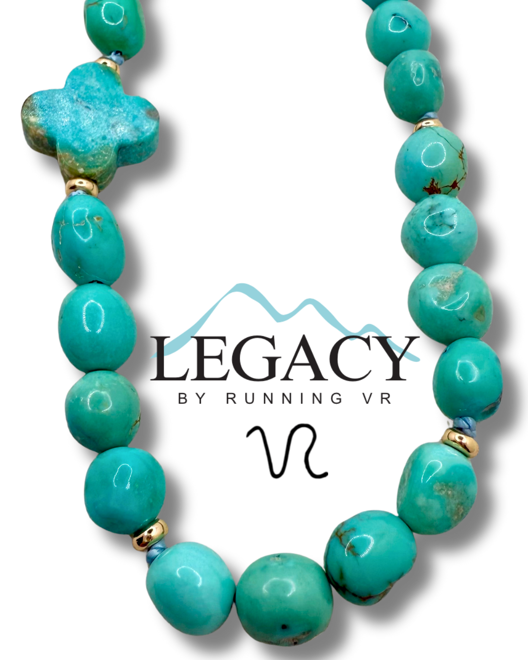 sonoran turquoise, solid gold, hand carved clover, turquoise & gold necklace
