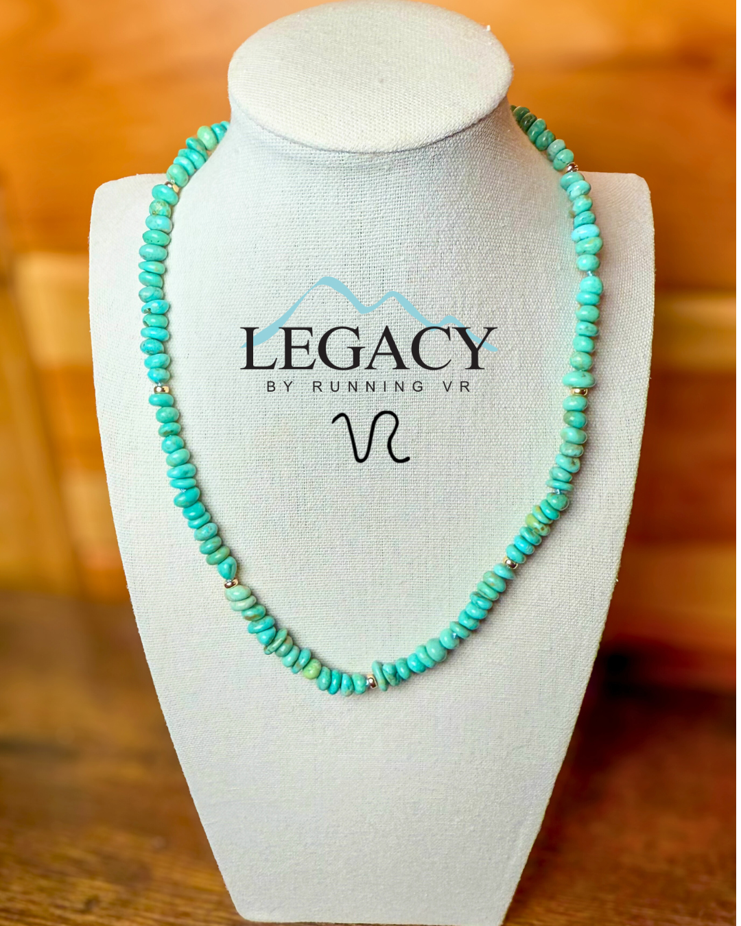 hand-knotted necklace, turquoise & gold necklace, santo domingo turquoise