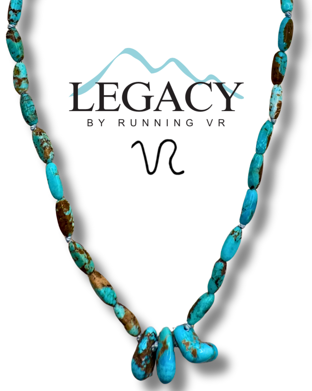 Kingman rice beads, castle dome focal beads, turquoise & gold necklace