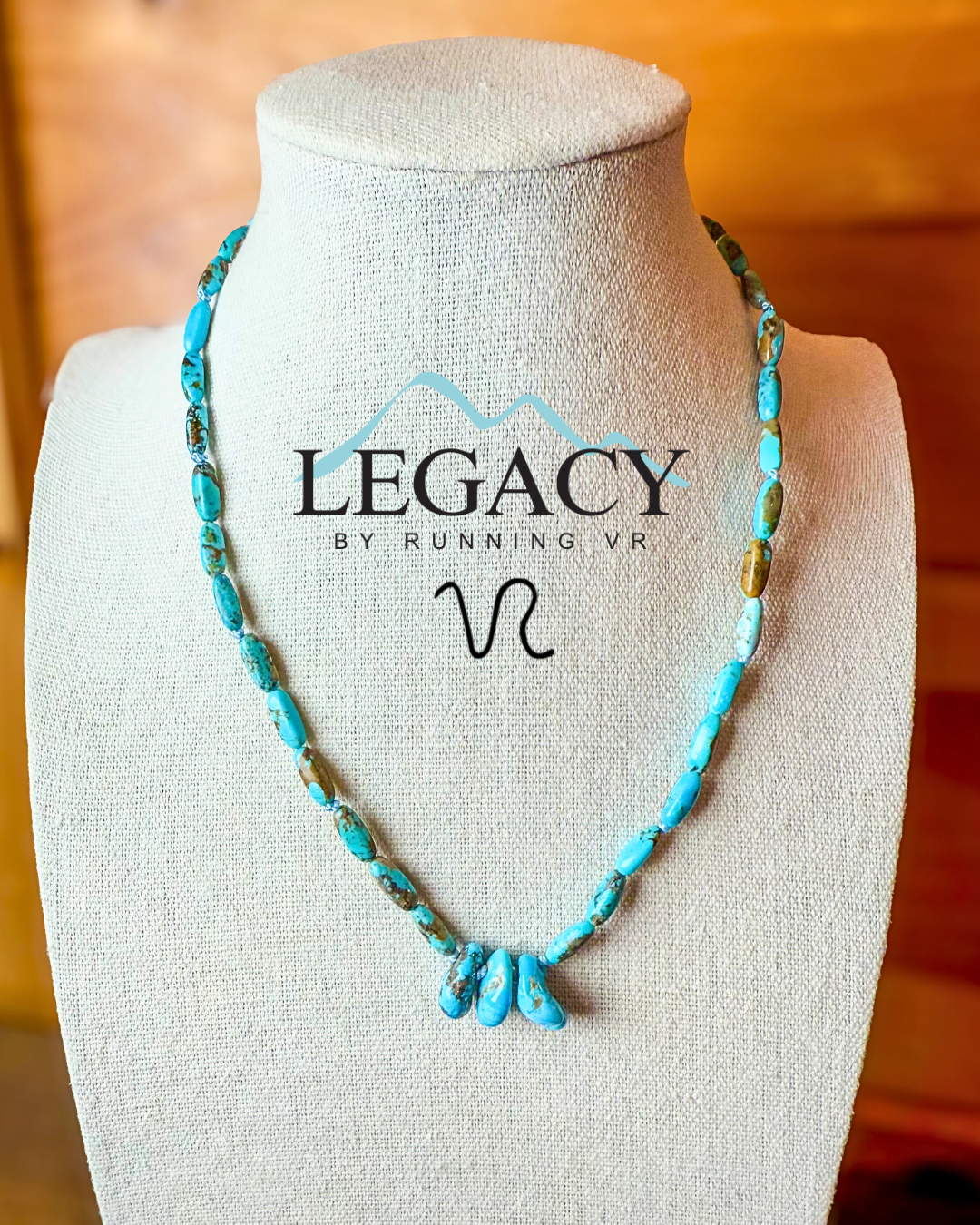 kingman rice beads, castle dome focal drops, turquoise & gold necklace