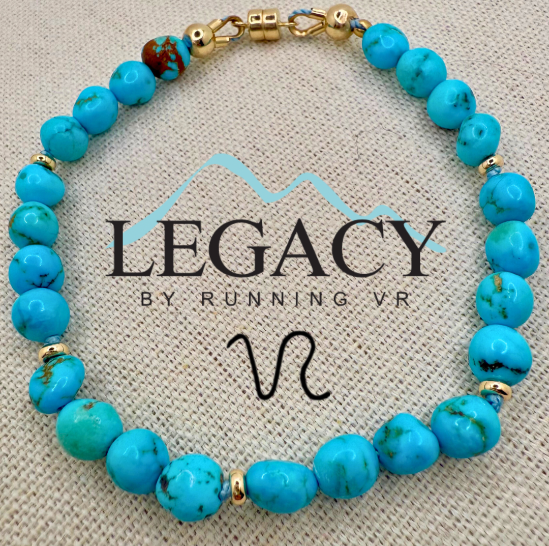 Sleeping Beauty Turquoise, turquoise and gold bracelet, hand knotted