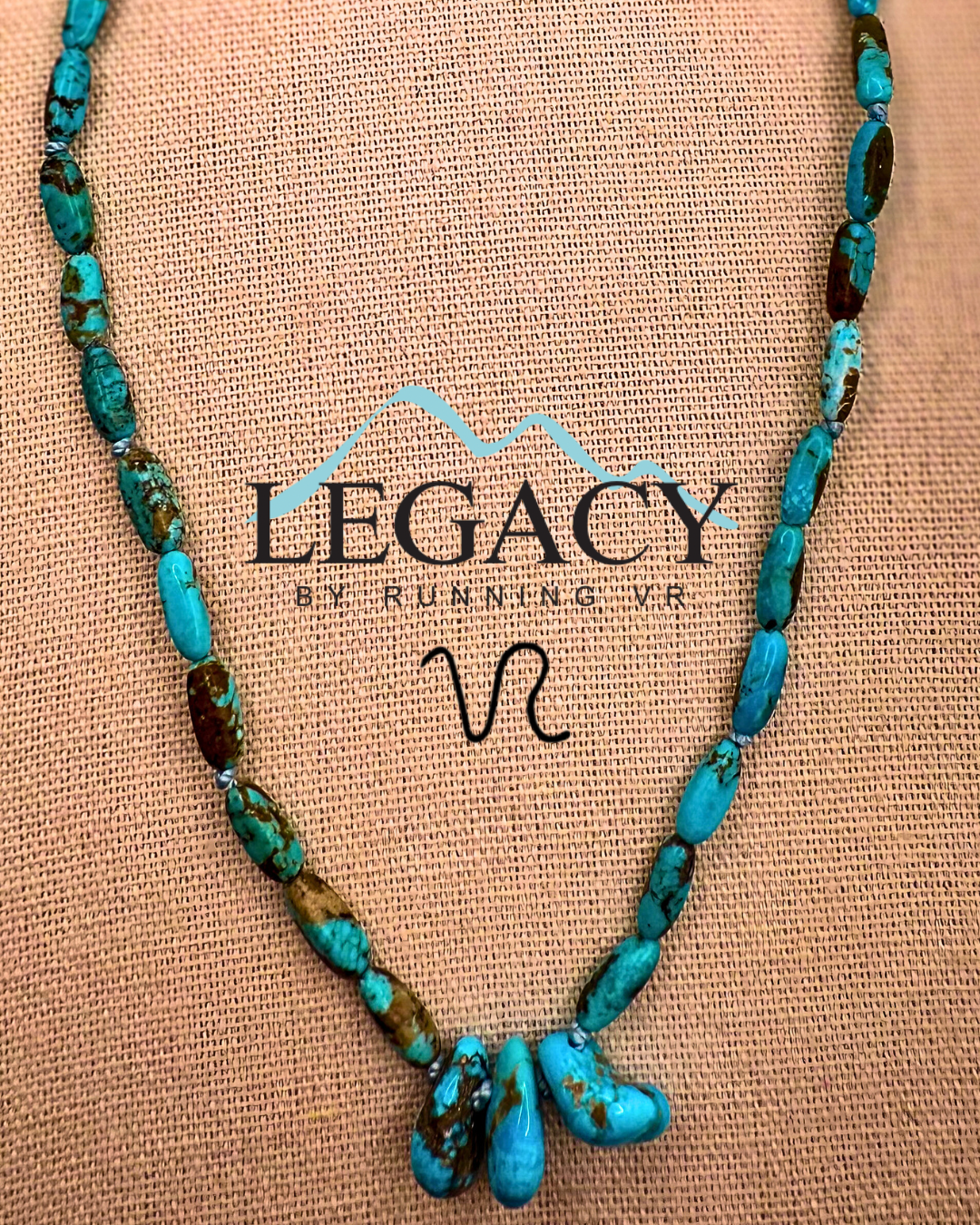 Kingman rice beads, castle dome focal beads, turquoise & gold necklace