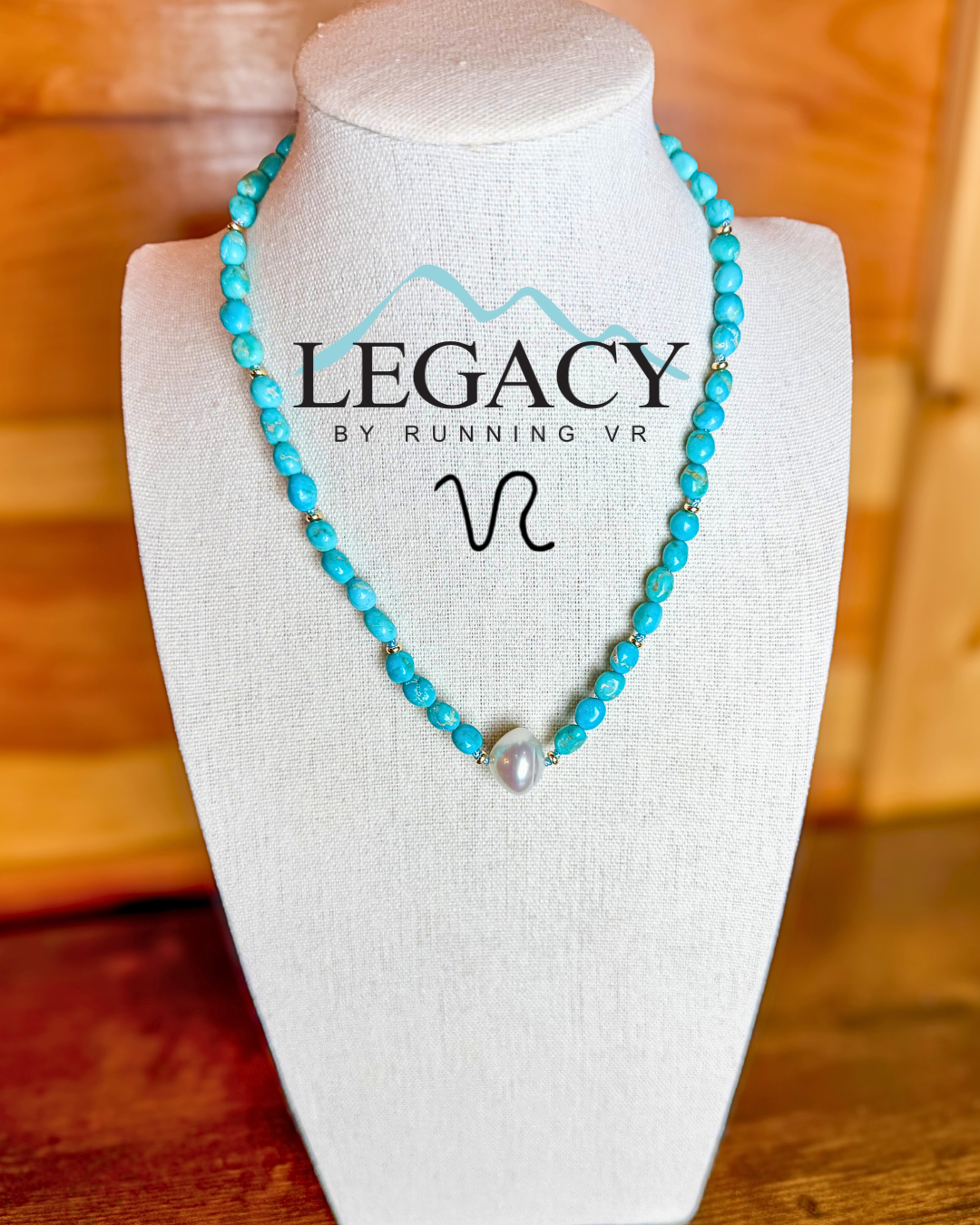 campitos turquoise, south sea pearl, turquoise, pearl & gold necklace
