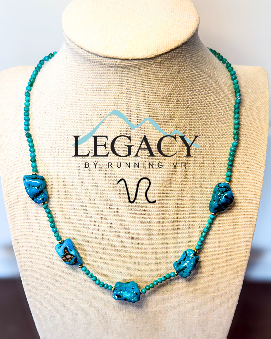 kingman turquoise gold neckalce